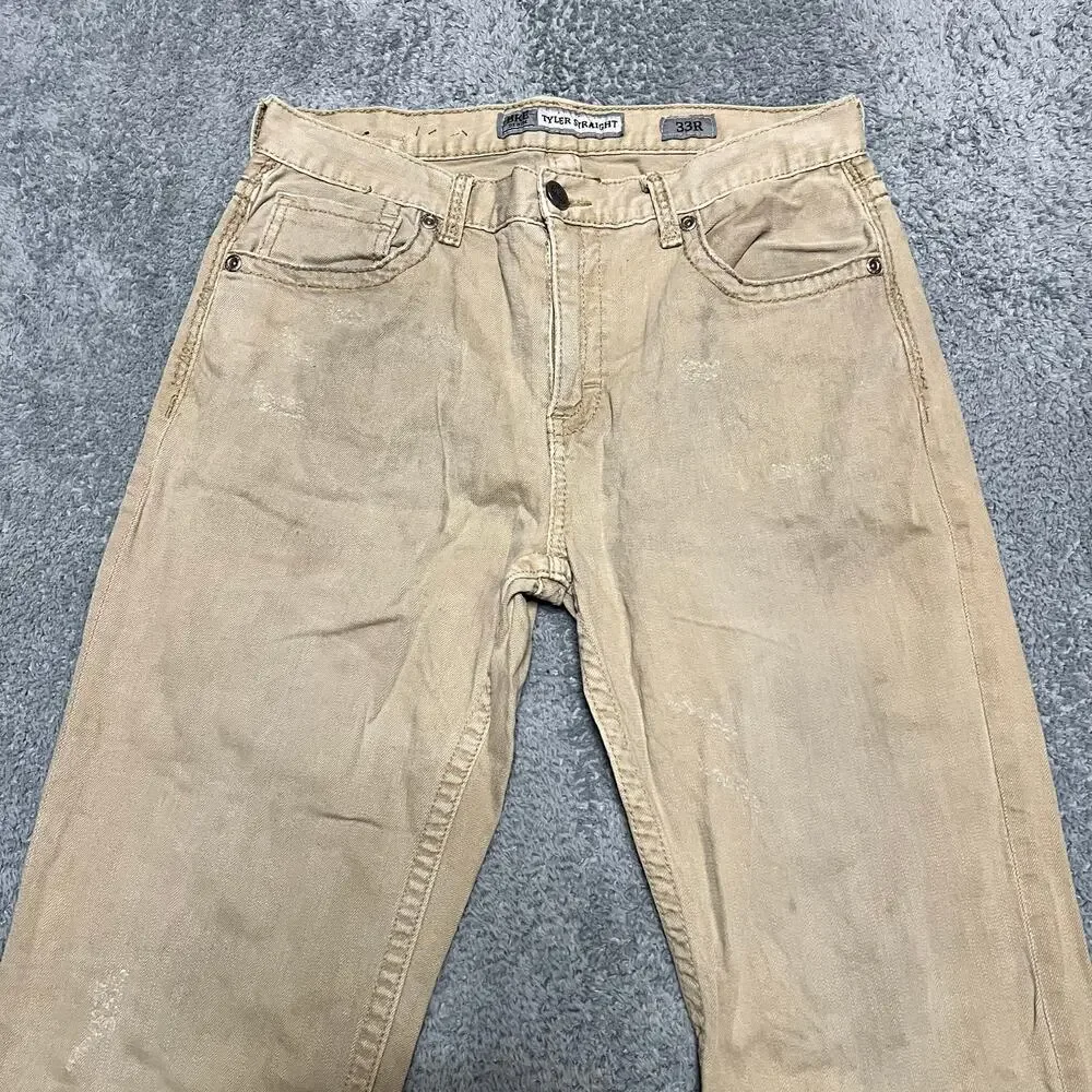 BKE Jeans Mens 33 (33x30) Khaki Tan Tyler Straight Buckle Chino Pants
